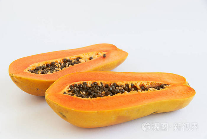 白底两片木瓜