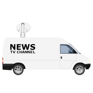 卫星 新闻播音员 天线 电视 城市 记录 车辆 麦克风 采访
