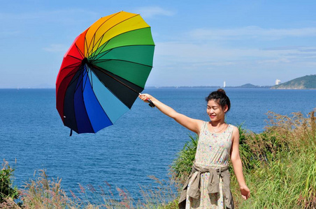 天空 旅行 夏天 成人 亚洲 女人 幸福 漂亮的 海滩 闲暇