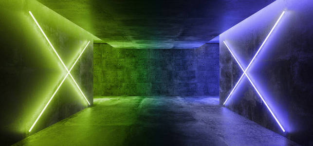 建设 隧道 房间 走廊 技术 空的 反射 霓虹灯 提供 照明