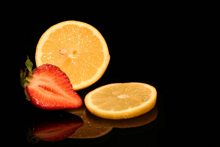 柠檬 柑橘 水果 草莓 特写镜头 果汁 葡萄柚 橘子 反射