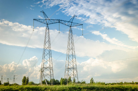权力 塔架 能量 电压 传输 技术 电线 框架 金属 天空