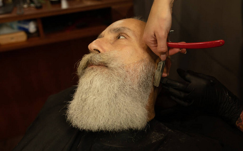胡须 美女 头发 老年人 面对 沙龙 顾客 小胡子 演播室