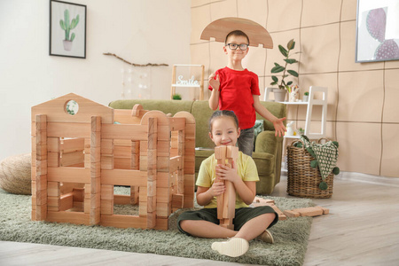 闲暇 儿童 家庭 游戏 姐妹 兄弟 构造器 男孩 玩具 建设