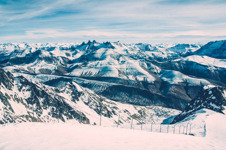 滑雪 旅游业 寒冷的 放松 山谷 旅行 运动 环境 全景图