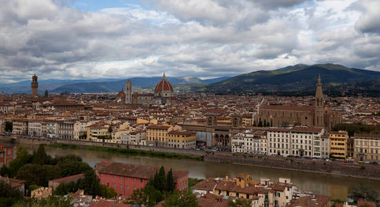 城市 佛罗伦萨 旅行 历史 风景 天际线 全景 反射 小山