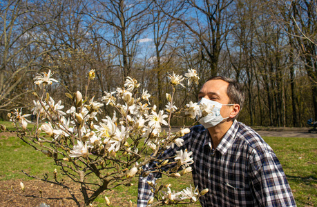 肖像 季节 花粉 面具 自然 成人 生态学 面对 保护 冠状病毒