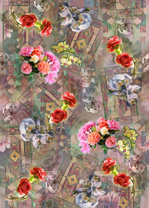 艺术品 玫瑰 纹理 要素 织物 植物 插图 水彩 时尚 夏天