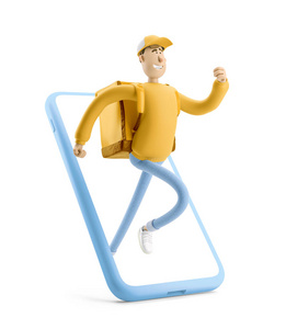 Express online delivery concept. 3d illustration. Cartoon charac