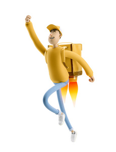 Express delivery concept. 3d illustration. Cartoon character. De