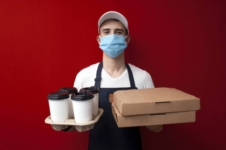 工人 空的 产品 病毒 服务 工作 流感 提供 传送 包裹