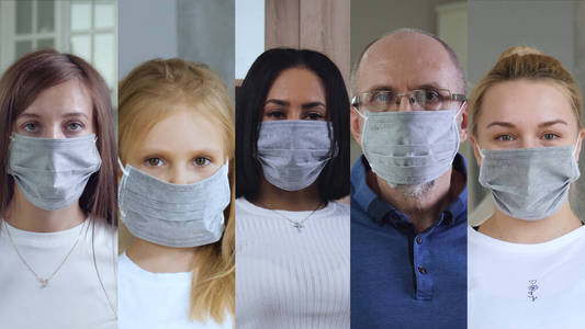 女人 面对 拼贴 保护 面具 女孩 感染 预防 危险 呼吸系统