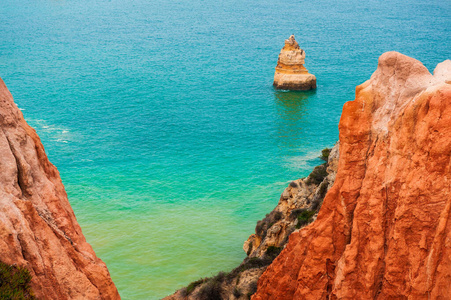 岩石 绿松石 南方 夏天 季节 阿尔布费拉 葡萄牙 旅行