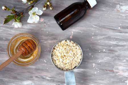 清洗 燕麦片 皮肤 自制 剥落 配方 救济 产品 食物 蜂蜜