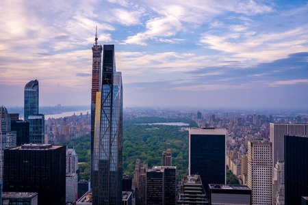 日落 大都市 场景 美国人 全景图 办公室 外部 城市景观