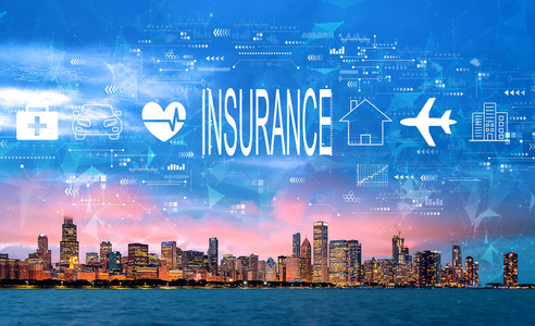 芝加哥市中心的保险理念图片