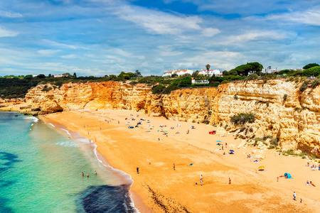 假期 葡萄牙 阿尔加维 砂岩 海岸 岩石 普拉亚 海滨 自然