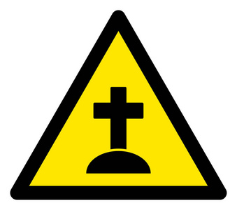 光栅坟墓警告三角形标志图标