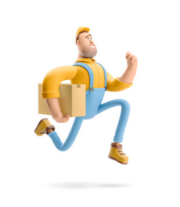 Express delivery concept. 3d illustration. Cartoon character. De