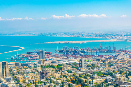 以色列海法港鸟瞰图图片