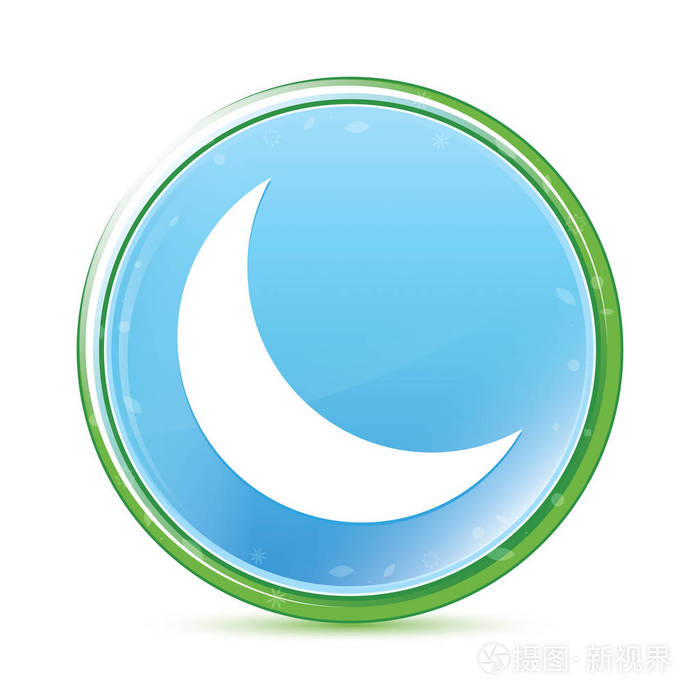 新月半月形图标自然水蓝蓝圆形按钮