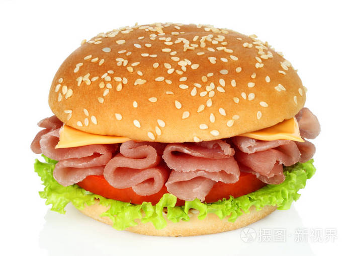 白底绞肉大汉堡