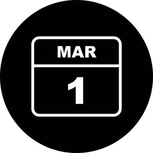 单日日历上的三月一日图片