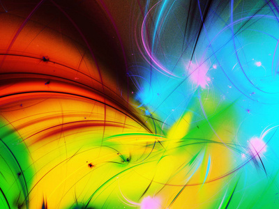 彩虹抽象分形背景三维渲染插图图片