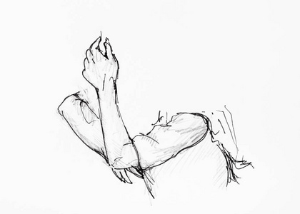 黑墨人体手臂姿势素描图片
