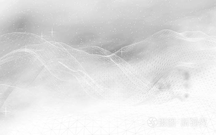 白色抽象背景高科技网络网络空间网格外层空间外太空星光质感三维插图