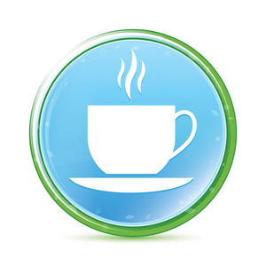 咖啡杯图标自然水蓝蓝圆形按钮图片
