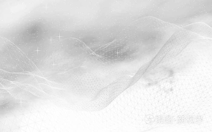 白色抽象背景高科技网络网络空间网格外层空间外太空星光质感三维插图