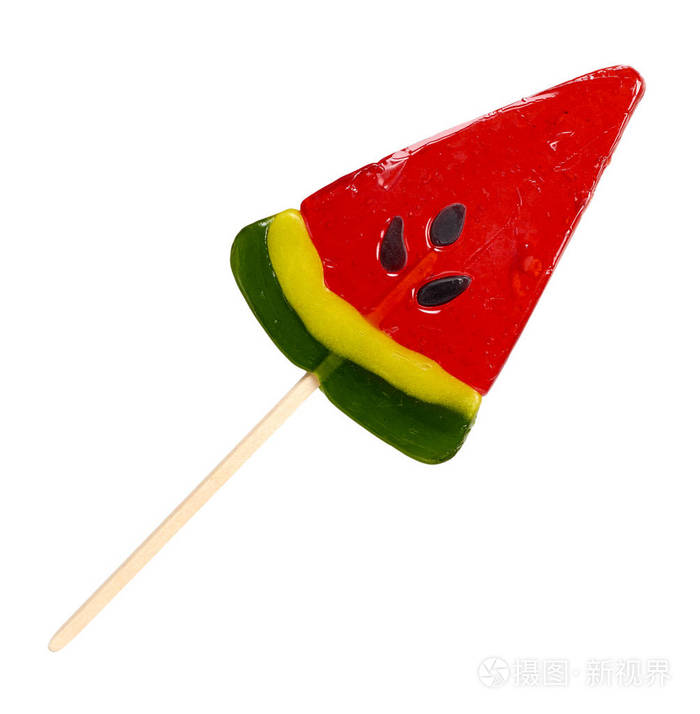 彩色棒棒糖明亮凉爽的糖果西瓜形状