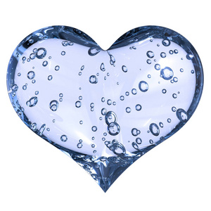 液体心形符号水半透明含氧气泡图片