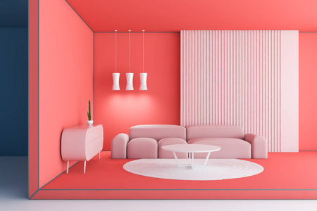 红粉相间的客厅内饰图片