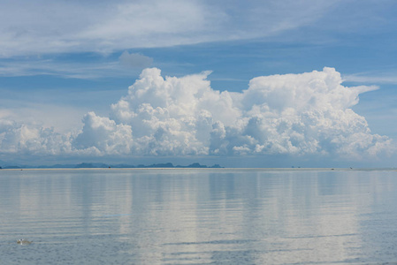 夏日海景湛蓝海天白云背景图片