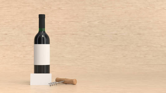 一瓶带名片和开瓶器的红酒图片