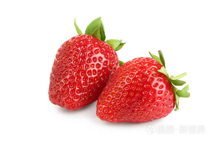 白底草莓新鲜浆果