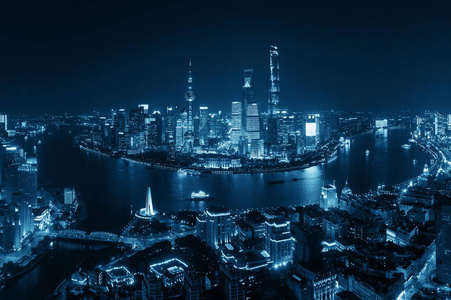 上海浦东鸟瞰夜景图片