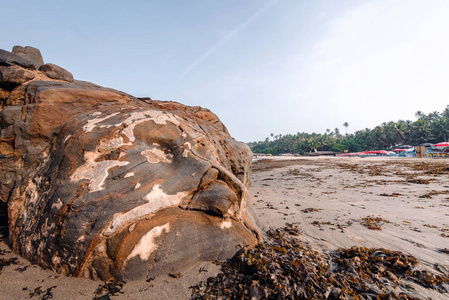 印度果阿流浪者海滩上的湿婆脸图片