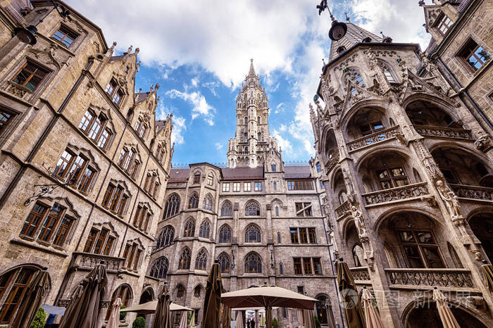德国巴伐利亚州慕尼黑marienplatz市政厅或rathaus