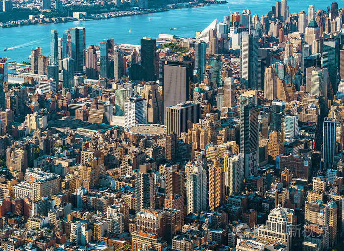 纽约曼哈顿摩天大楼鸟瞰图