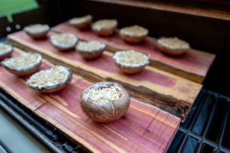 雪松板烤波尔图贝罗蘑菇图片