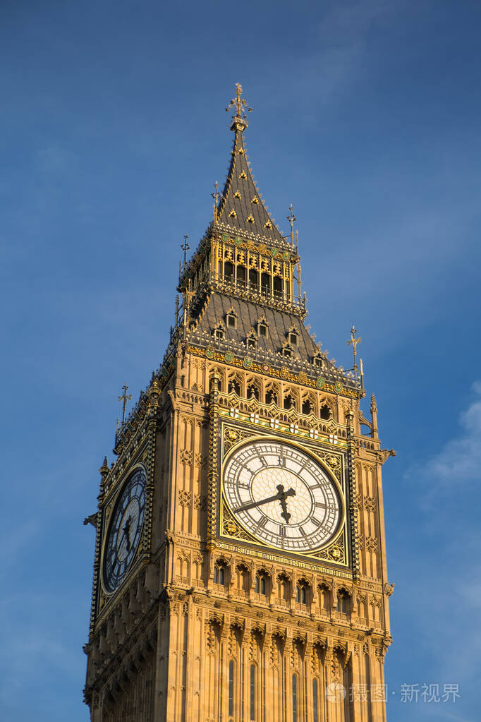 英国伦敦的大本钟和国会大厦