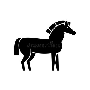 马偶像,矢量说明,符号向隔离的背景