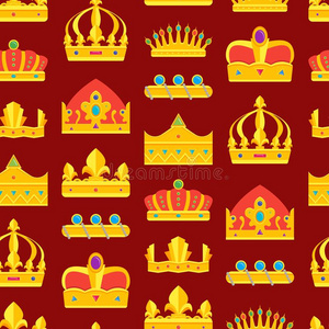 漫画王国的金色的王冠背景模式.矢量