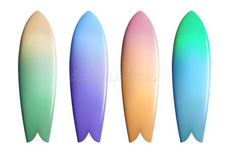 放置关于富有色彩的冲浪板.冲浪运动设备