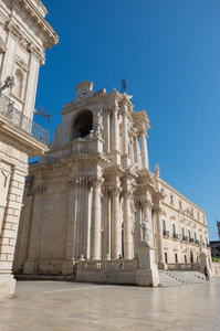 巴罗克式的方式总教堂采用广场大教堂.奥尔特加岛,锡拉库扎