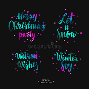 矢量现代的刷子美术字,愉快的圣诞节.允许它雪
