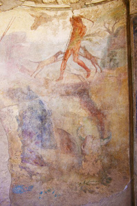 壁画上油漆向古代的古罗马的墙